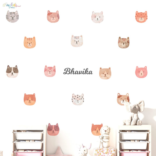 Cute Cartoon Cat Faces Personalized Wall Stickers