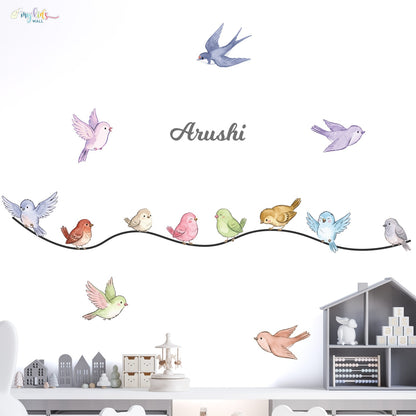 Cute Colorful Baby Birds Personalized Wall Stickers