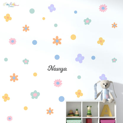 Cute Colorful Flowers Personalized Wall Stickers