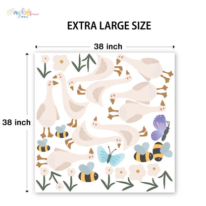Cute Goose & Butterflies Personalized Wall Stickers