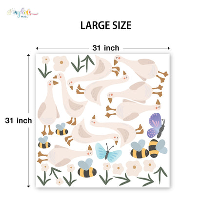 Cute Goose & Butterflies Personalized Wall Stickers