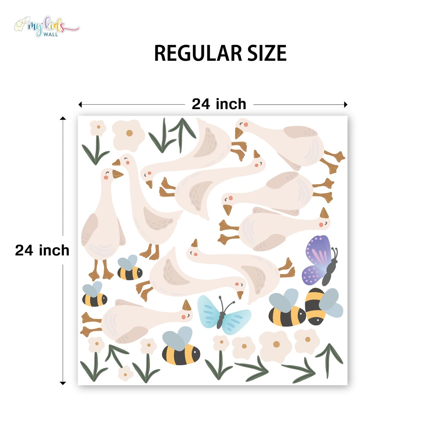 Cute Goose & Butterflies Personalized Wall Stickers