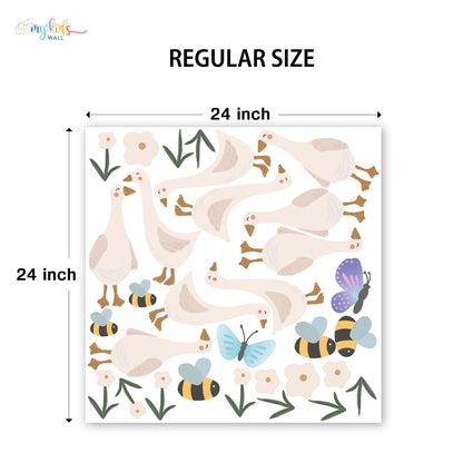 Cute Goose & Butterflies Personalized Wall Stickers