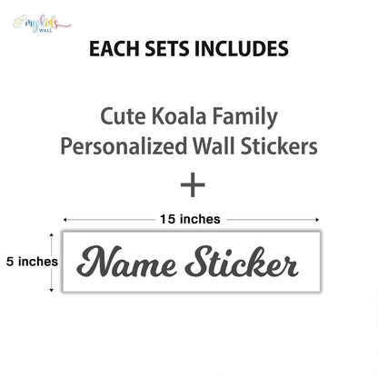 Cute Koala Family Personalized Wall Stickers