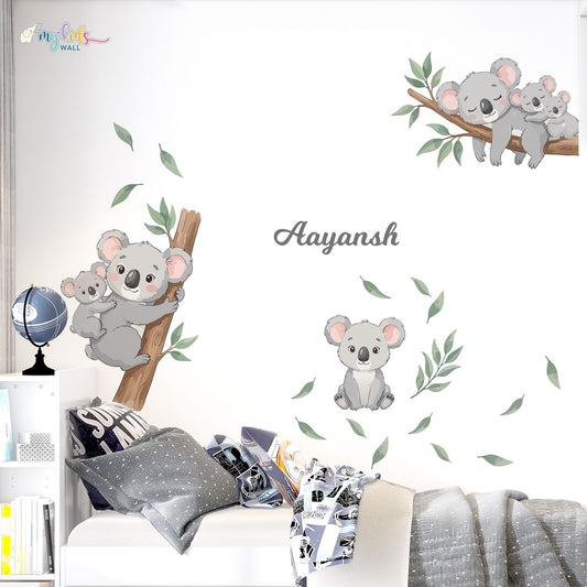Cute Koala Family Personalized Wall Stickers