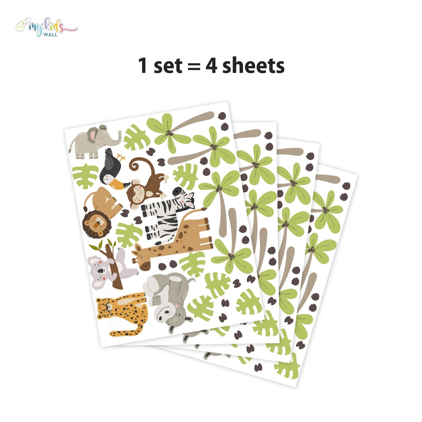 Cute Little Jungle Safari Personalized Wall Stickers
