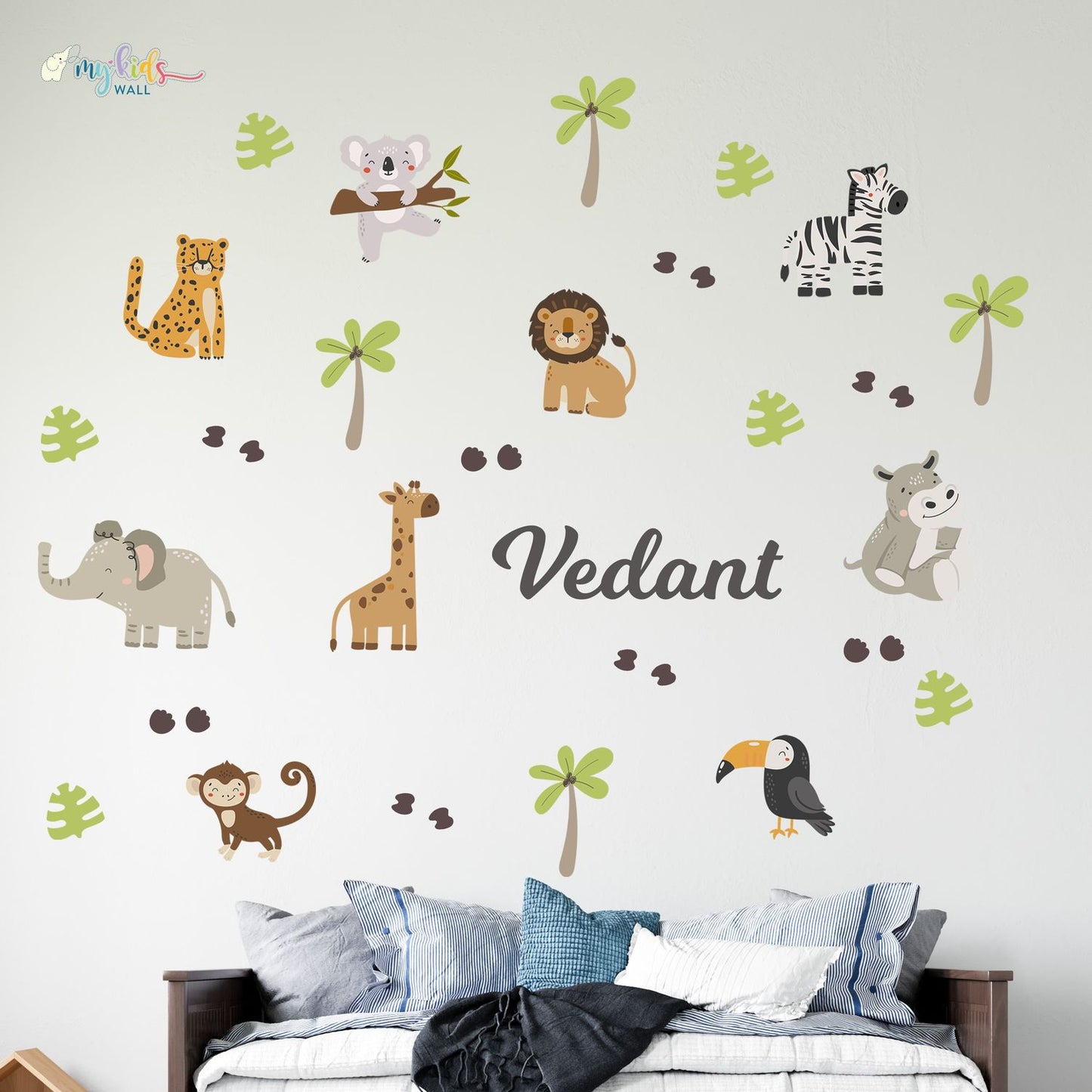 Cute Little Jungle Safari Personalized Wall Stickers