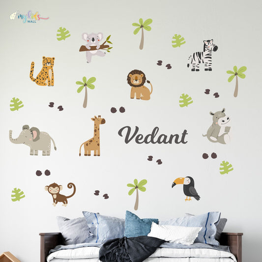 Cute Little Jungle Safari Personalized Wall Stickers
