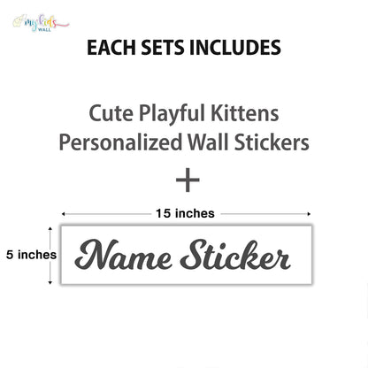 Cute Playful Kittens Personalized Wall Stickers