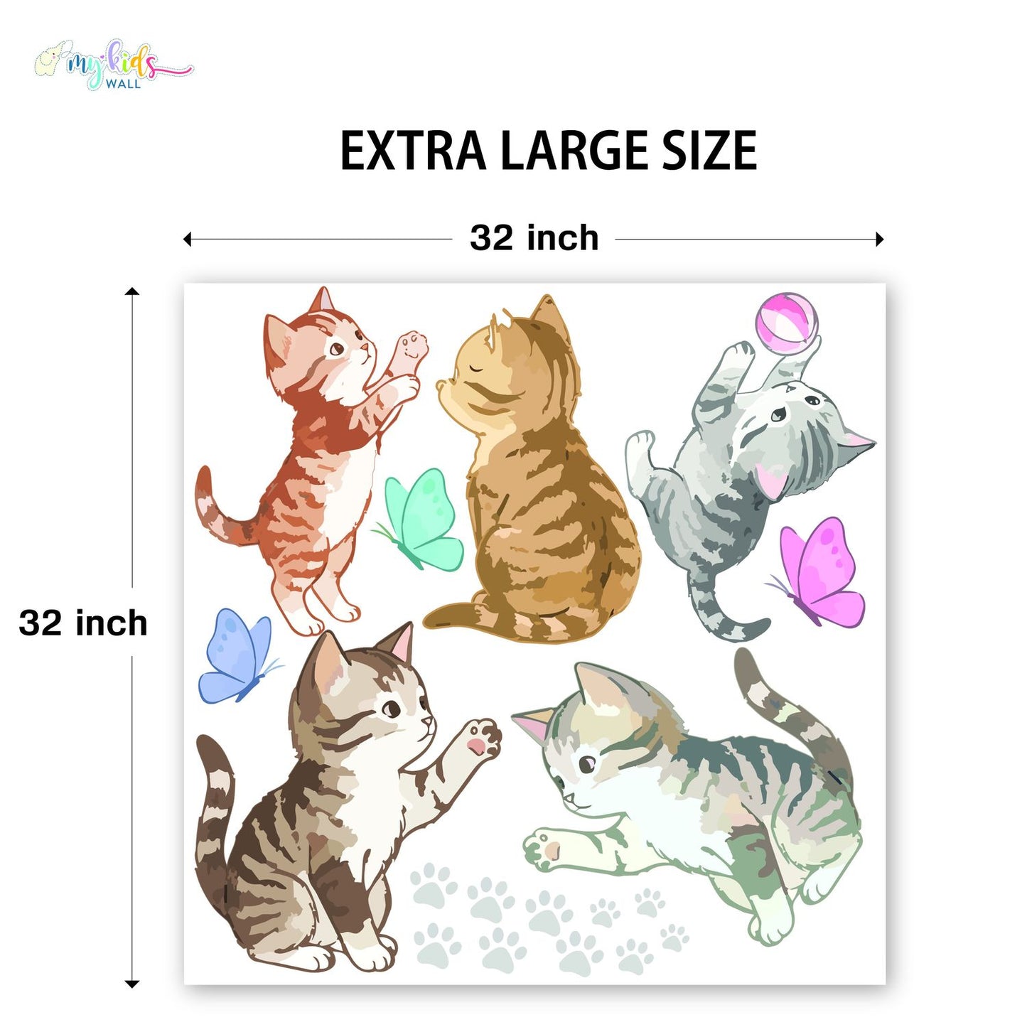 Cute Playful Kittens Personalized Wall Stickers