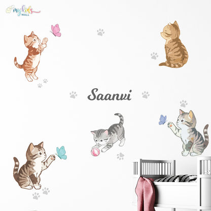 Cute Playful Kittens Personalized Wall Stickers