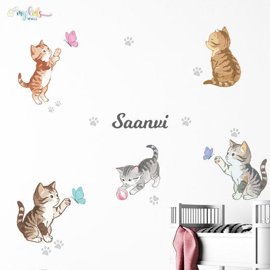 Cute Playful Kittens Personalized Wall Stickers