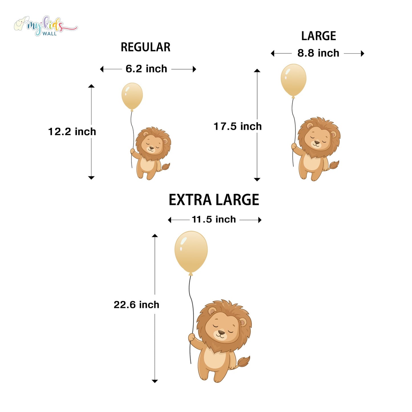 Cute Safari Animals With Balloons Personalized Wall Stickers