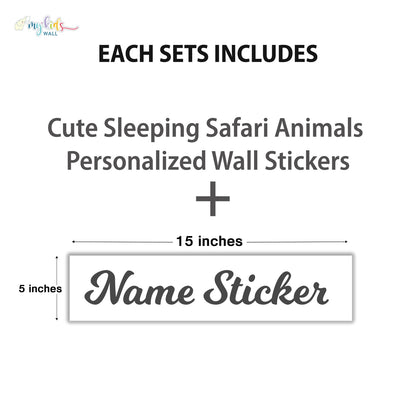 Cute Sleeping Safari Animals Personalized Wall Stickers