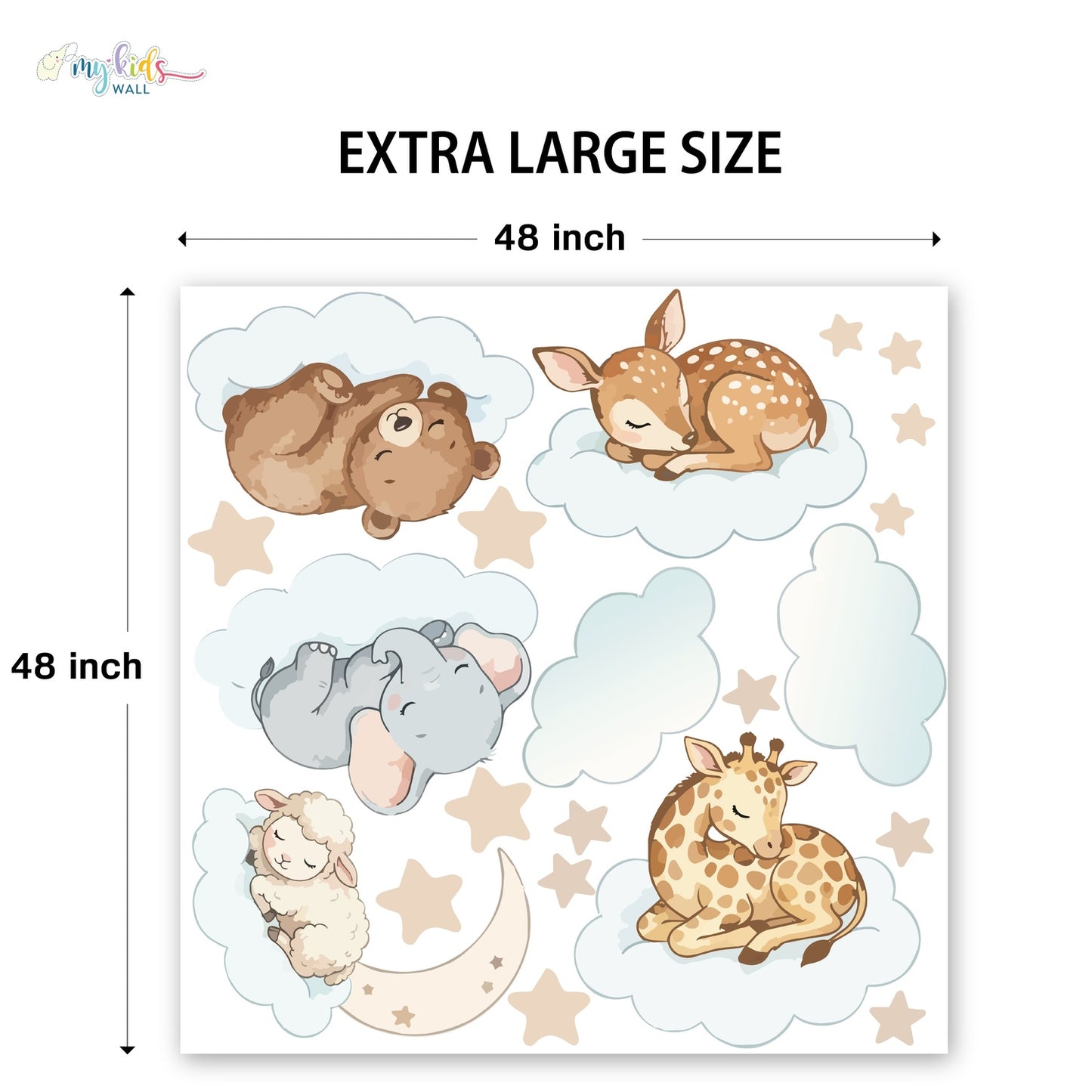 Cute Sleeping Safari Animals Personalized Wall Stickers