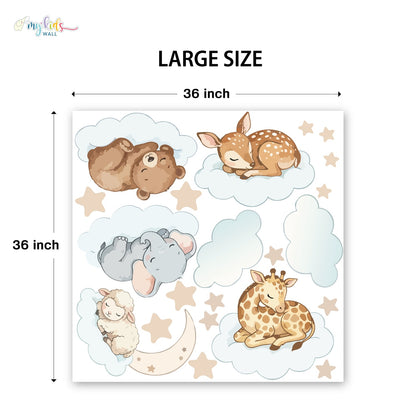 Cute Sleeping Safari Animals Personalized Wall Stickers