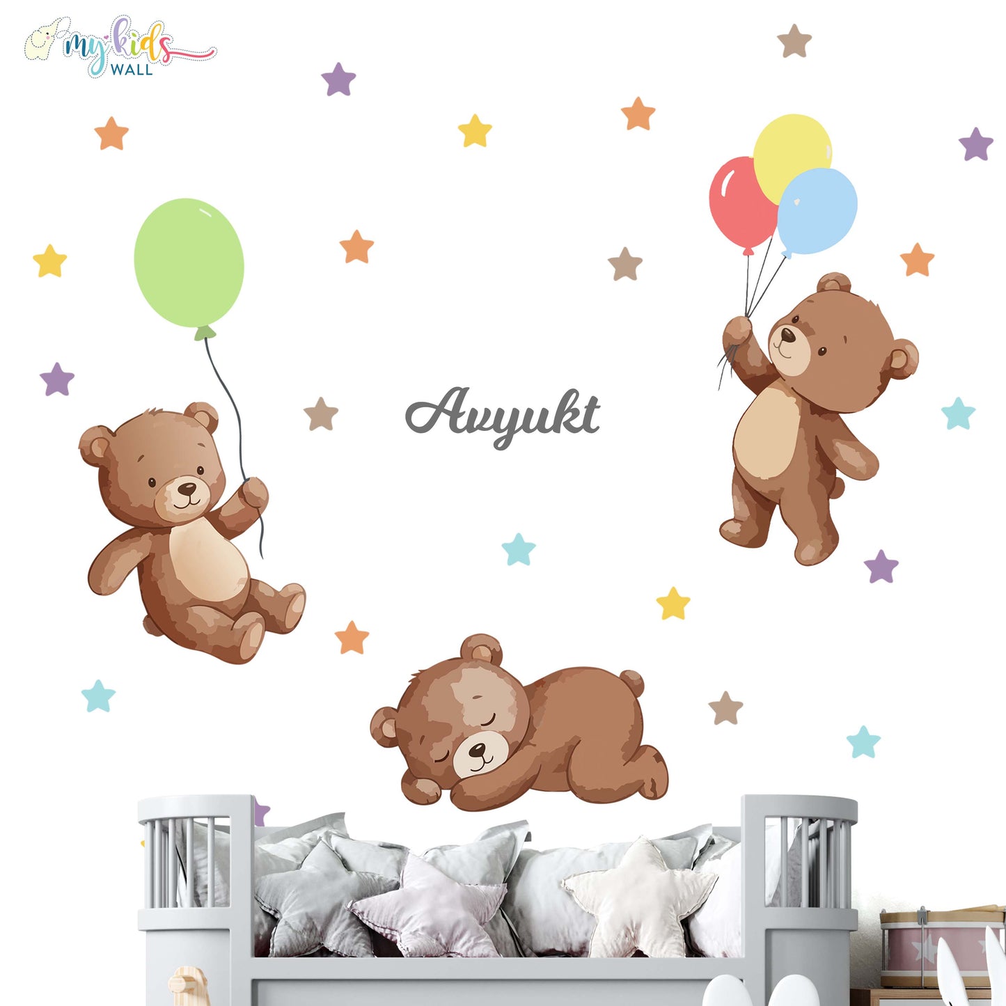Cute Teddy Bears Personalized Wall-Stickers