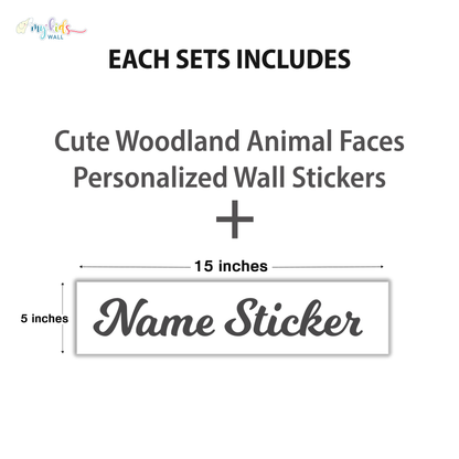 Cute Woodland Animal Faces Personalized Wall Stickers