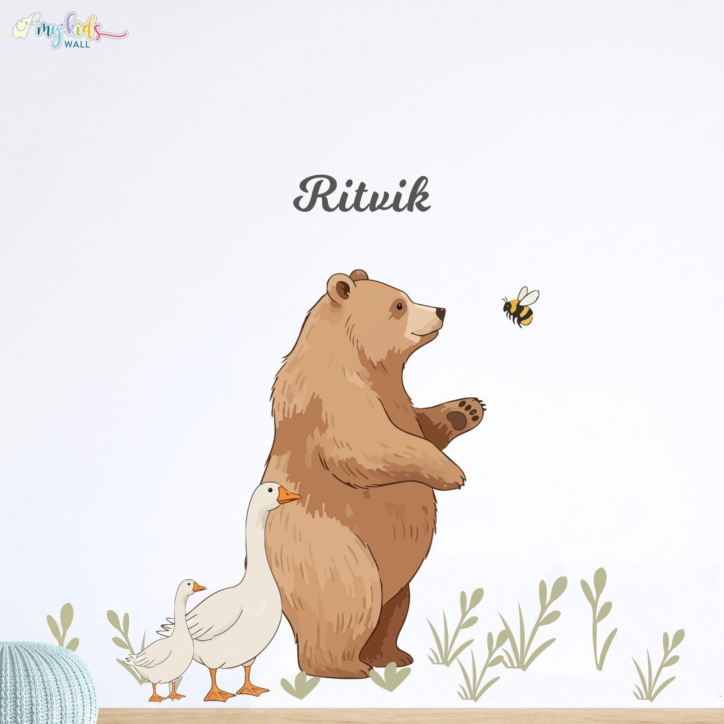 Cute Woodland Beer & Goose Personalized Wall Stickers