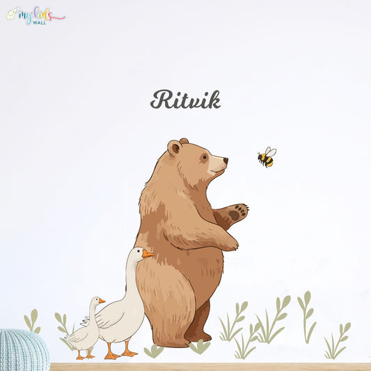 Cute Woodland Beer & Goose Personalized Wall Stickers
