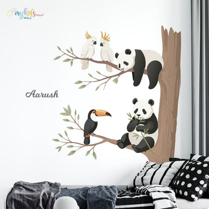 Cute Woodland Pandas Personalized Wall Stickers