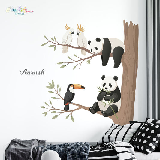 Cute Woodland Pandas Personalized Wall Stickers