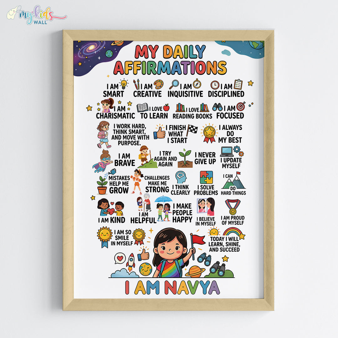 My Daily Affirmations Girl Personalised Wall Art (Framed)