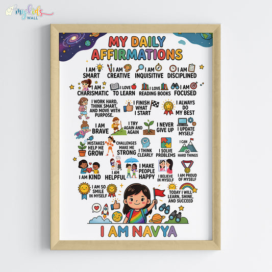 My Daily Affirmations Girl Personalised Wall Art (Framed)
