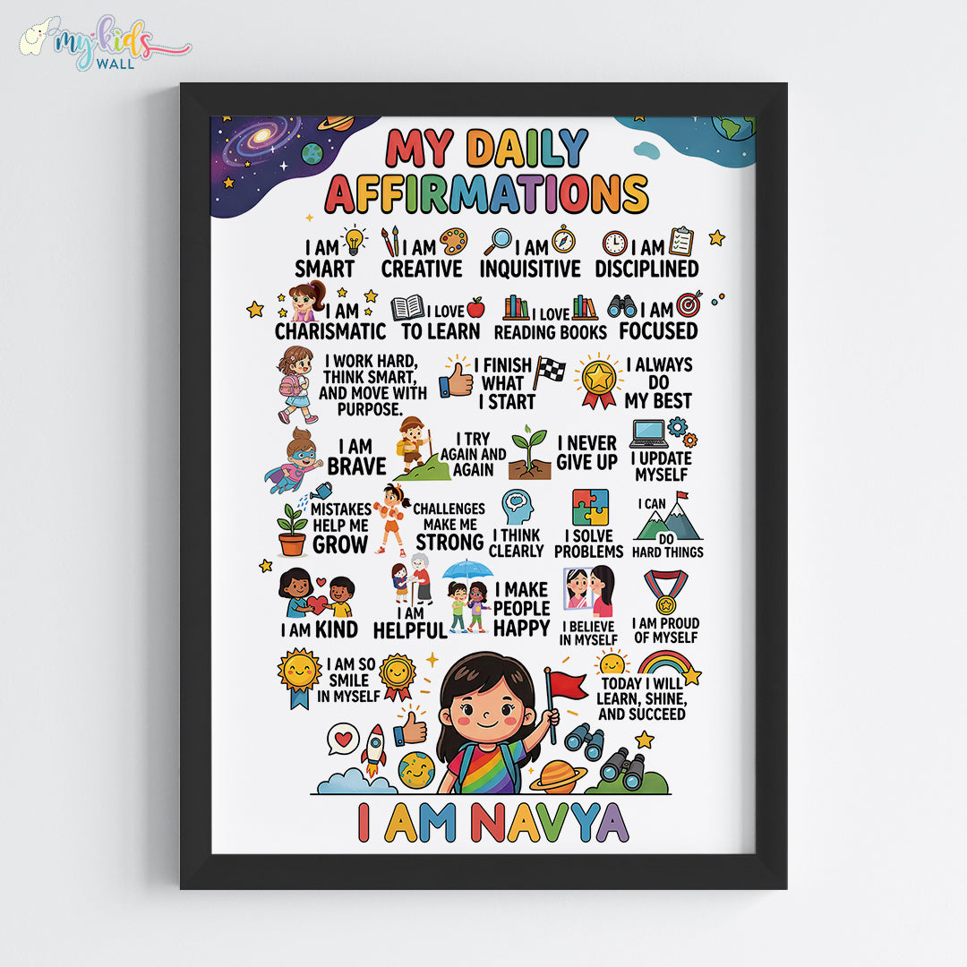 My Daily Affirmations Girl Personalised Wall Art (Framed)
