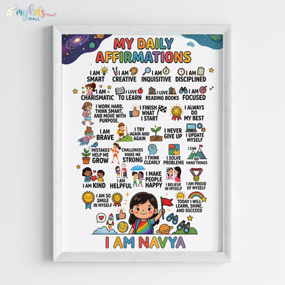 My Daily Affirmations Girl Personalised Wall Art (Framed)