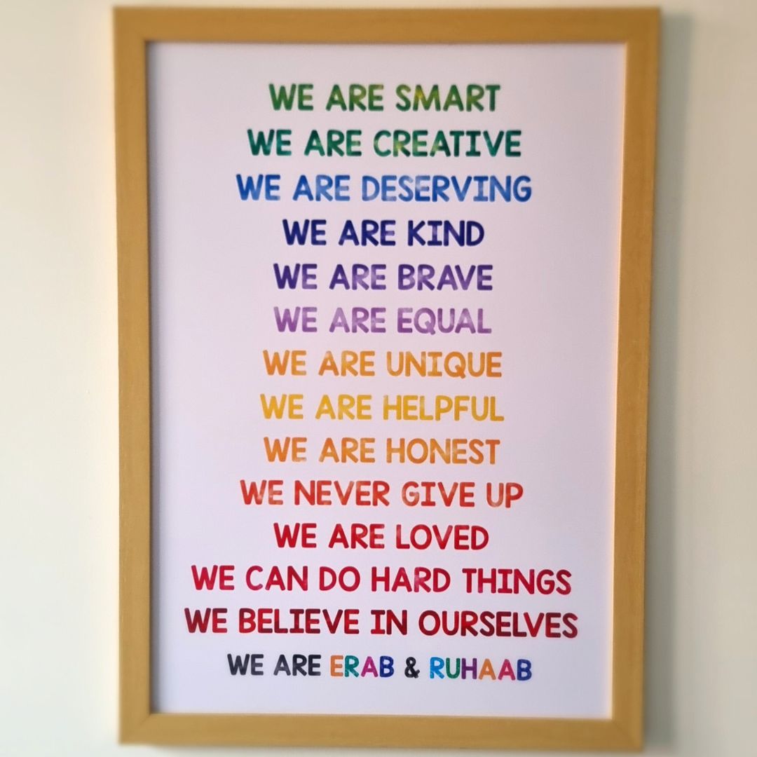 Daily Positive Affirmations Watercolor Personalized Wall Art (Framed)