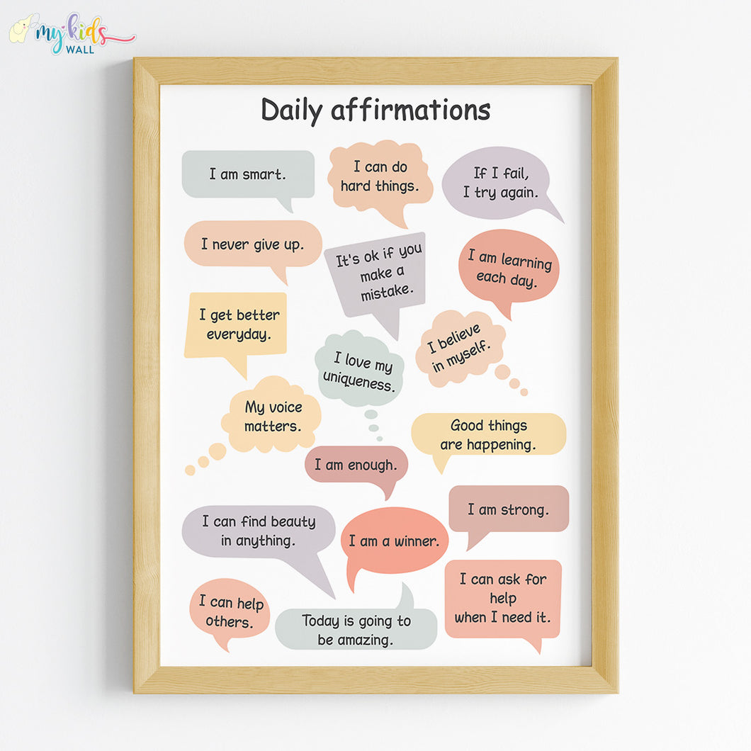 Daily Affirmations Motivational Wall Art (Framed)