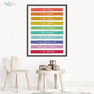 'Daily Positive Affirmations' Personalised Wall Art (Big Frame)
