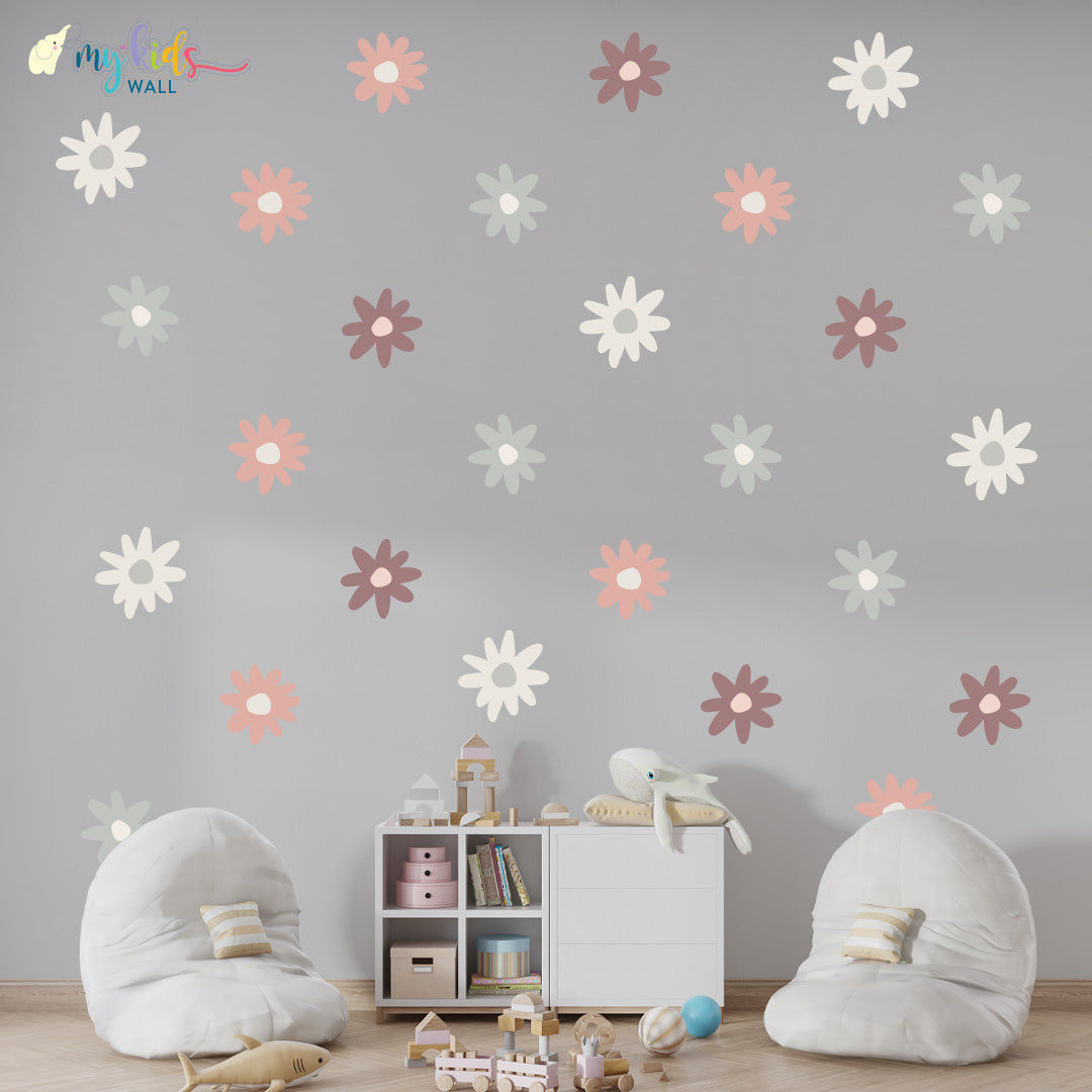 Daisy Bloom Wall Stickers Neutral