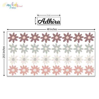 Daisy Bloom Wall Stickers Size Chart Neutral