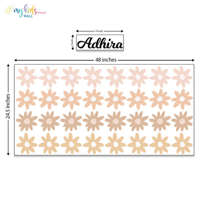 Daisy Bloom Wall Stickers Size Chart Pastel
