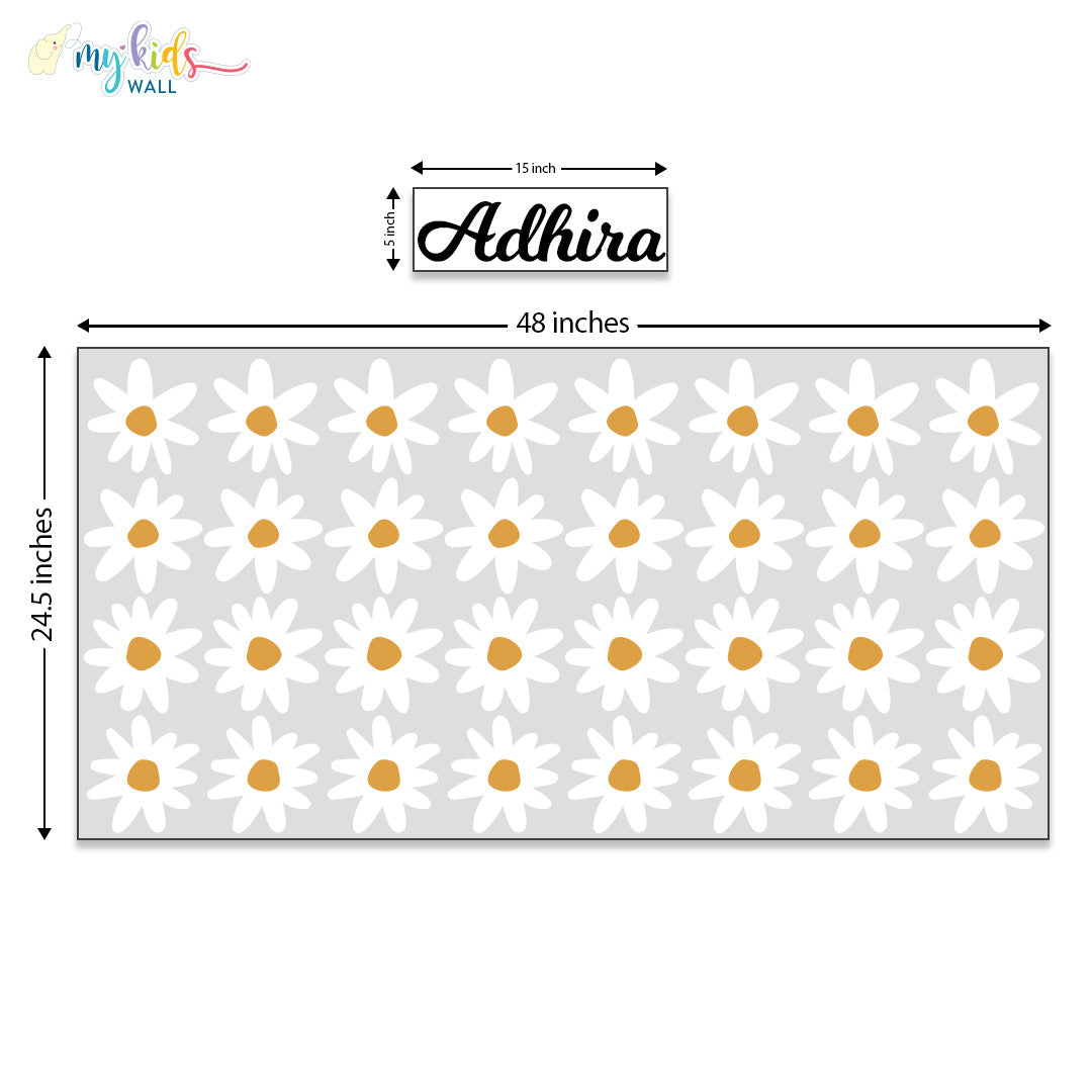 Daisy Bloom Wall Stickers Size Chart White