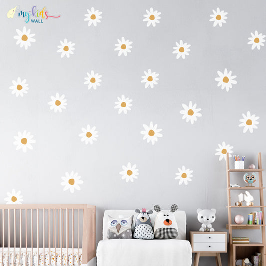Daisy Bloom Wall Stickers White
