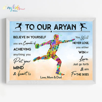 Discus Throw player Personalized Motivational Wall Art (Framed) New