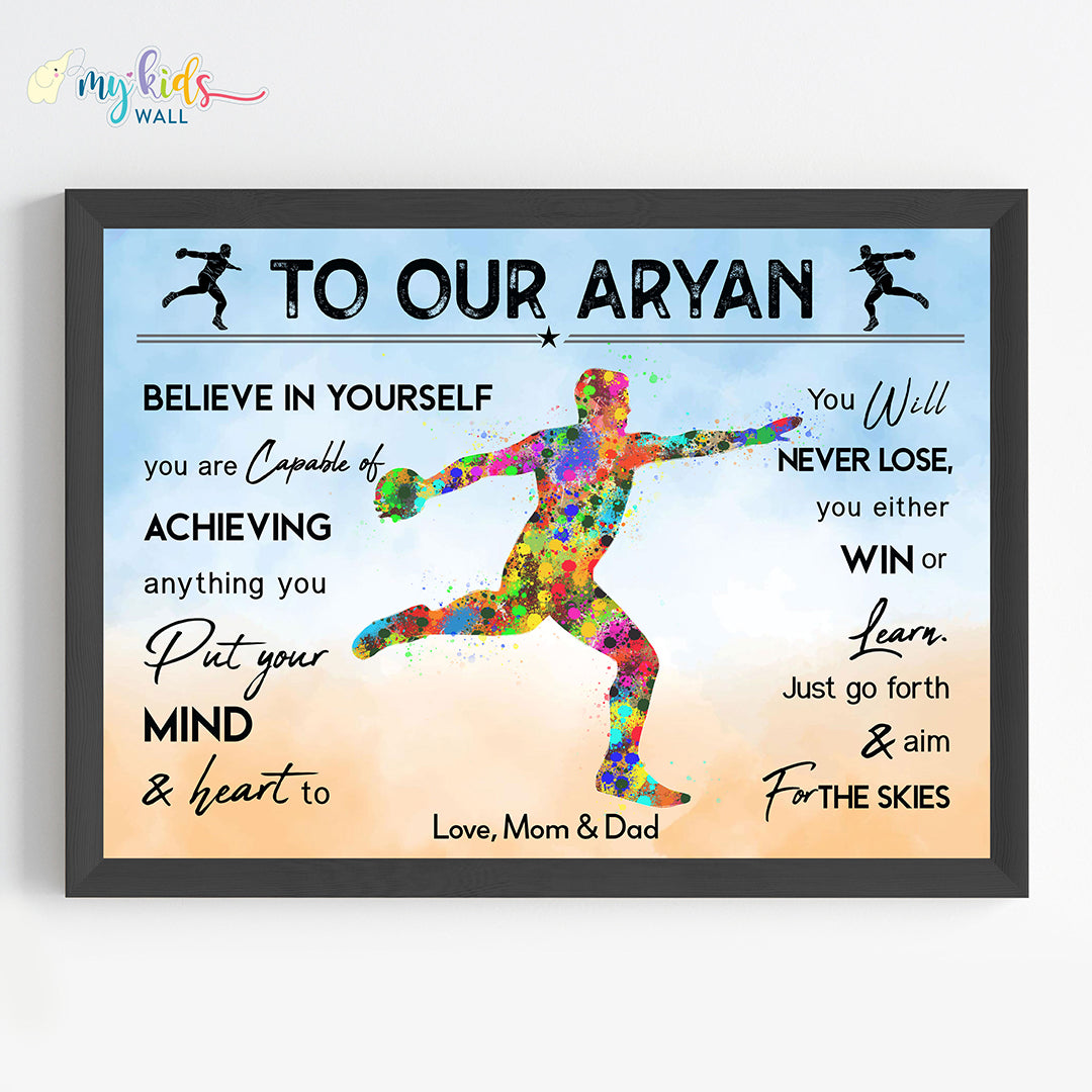 Discus Throw player Personalized Motivational Wall Art (Framed) New