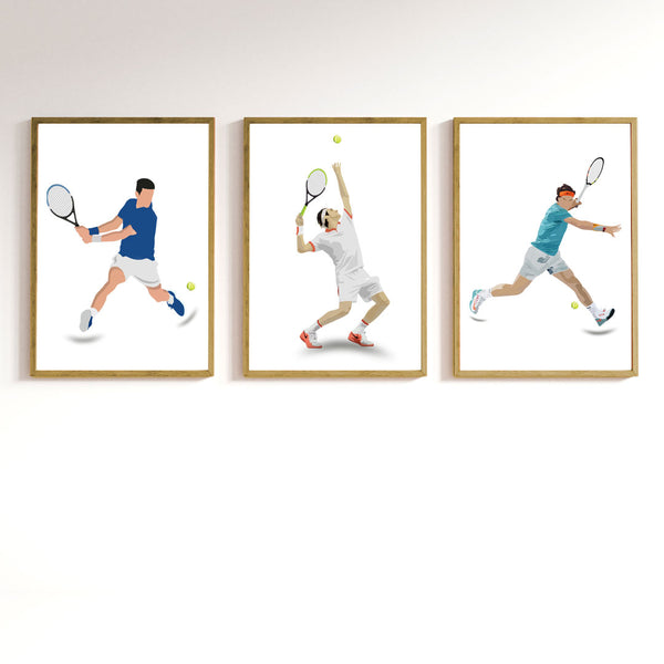 Load image into Gallery viewer, &#39;Djokovic-Federer-Nadal&#39; Personalized Wall Art (Framed Set of 3)
