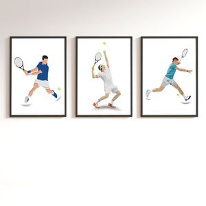 'Djokovic-Federer-Nadal' Personalized Wall Art (Framed Set of 3)
