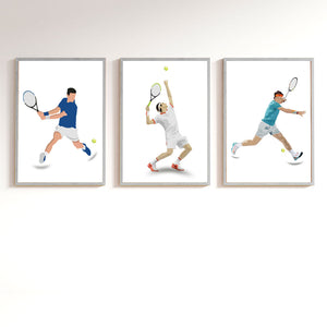 'Djokovic-Federer-Nadal' Personalized Wall Art (Framed Set of 3)