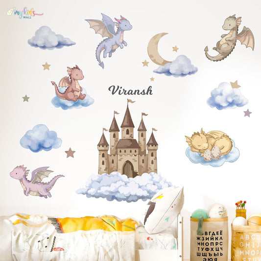 Dreamy Dragon Castle Personalized Wall Stickers