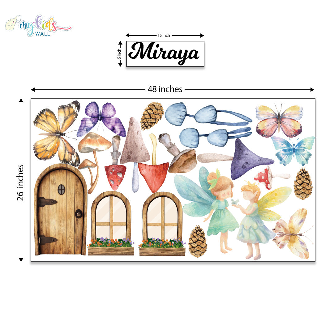 Enchanted Fairy Door Personalized Wall Sticker Size Chart