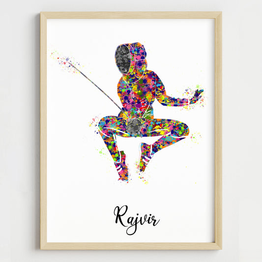 Fencer Personalised Wall Art (Framed)