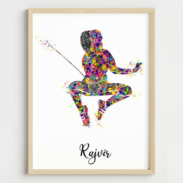 Load image into Gallery viewer, &#39;Fencer&#39; Personalised Wall Art (Framed)

