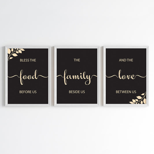 Food, Family & Love Wall Art (Framed Set of 3)