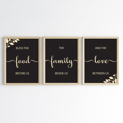 Food, Family & Love Wall Art (Framed Set of 3)