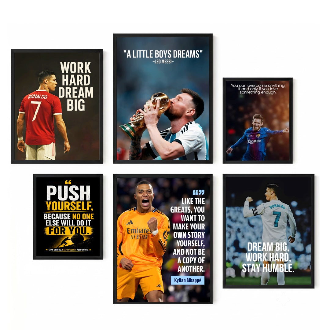 Football Champions Inspirational Wall Art (Framed Set of 6)